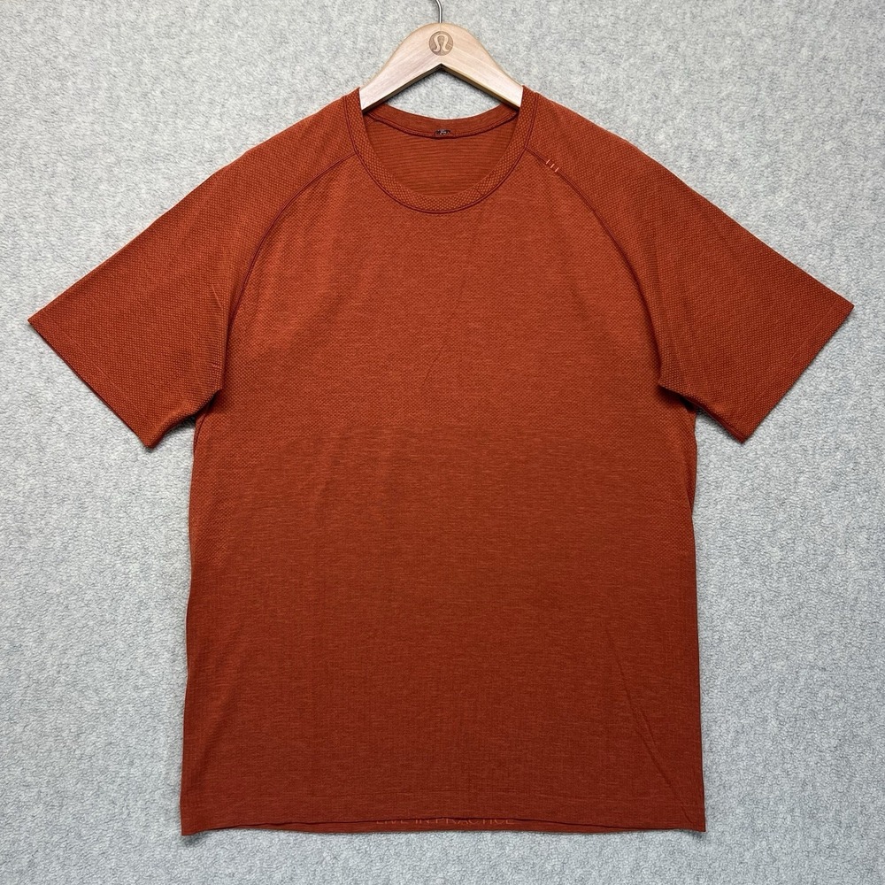Lululemon Men's Metal Vent Tech Long Sleeve Henley Shirt Orange Heather Size M